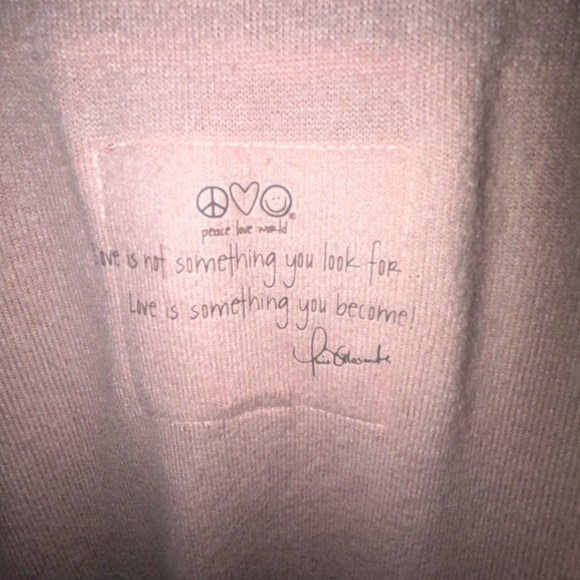 Peace Love World Love Each Other Sweat Shirt Medium Peace Soft Blush Pink - Picture 4 of 5